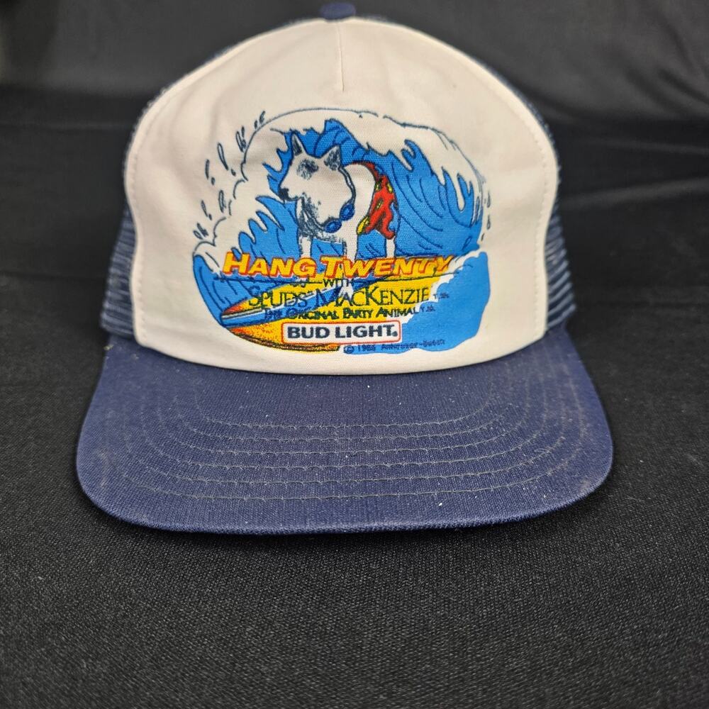 Bud Light Spuds MacKenzie Hang Twenty 1986 Vintage Trucker Hat Men's OSFA